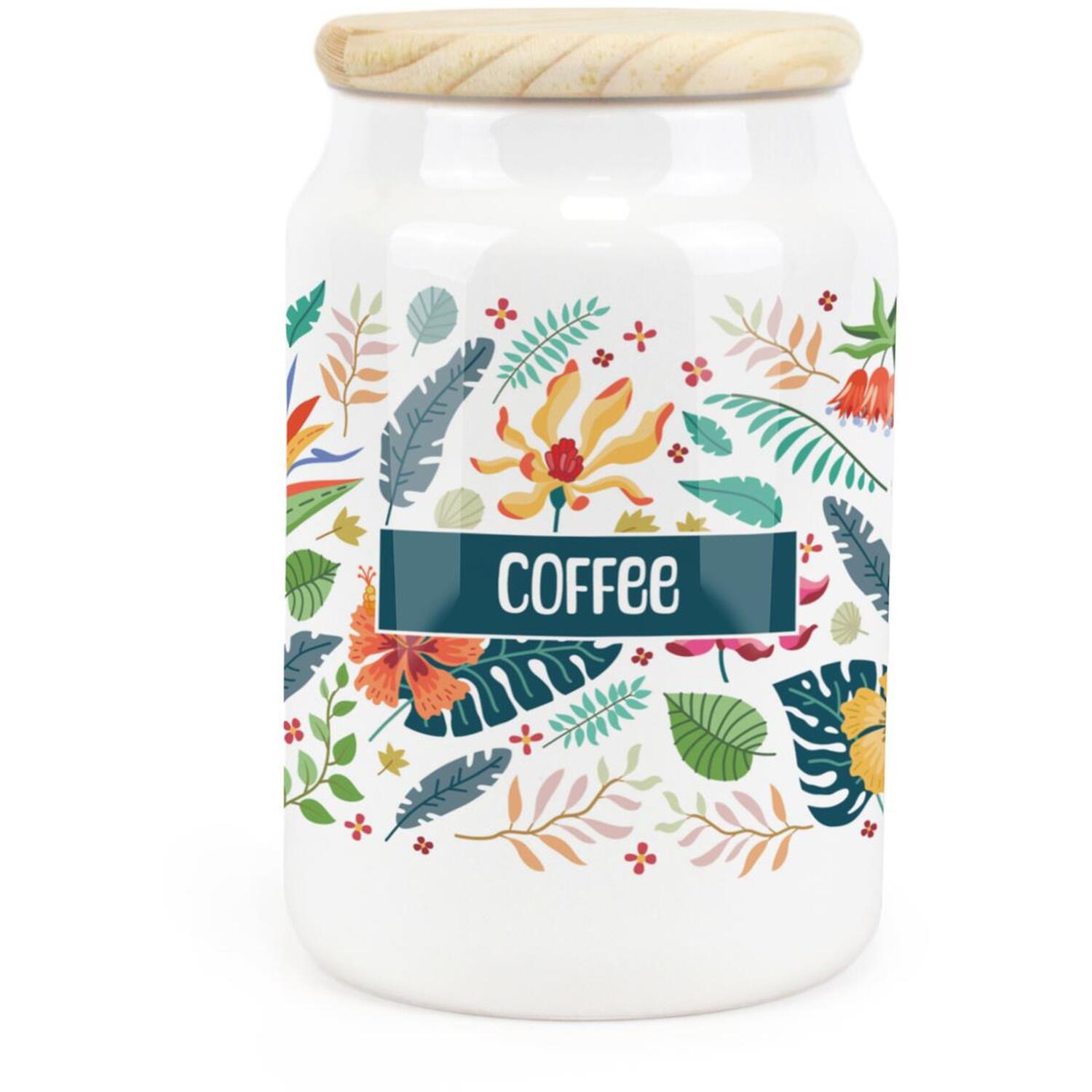 Purely Home Tropical Flowers Ceramic Coffee Storage Canister - Green - Image 3