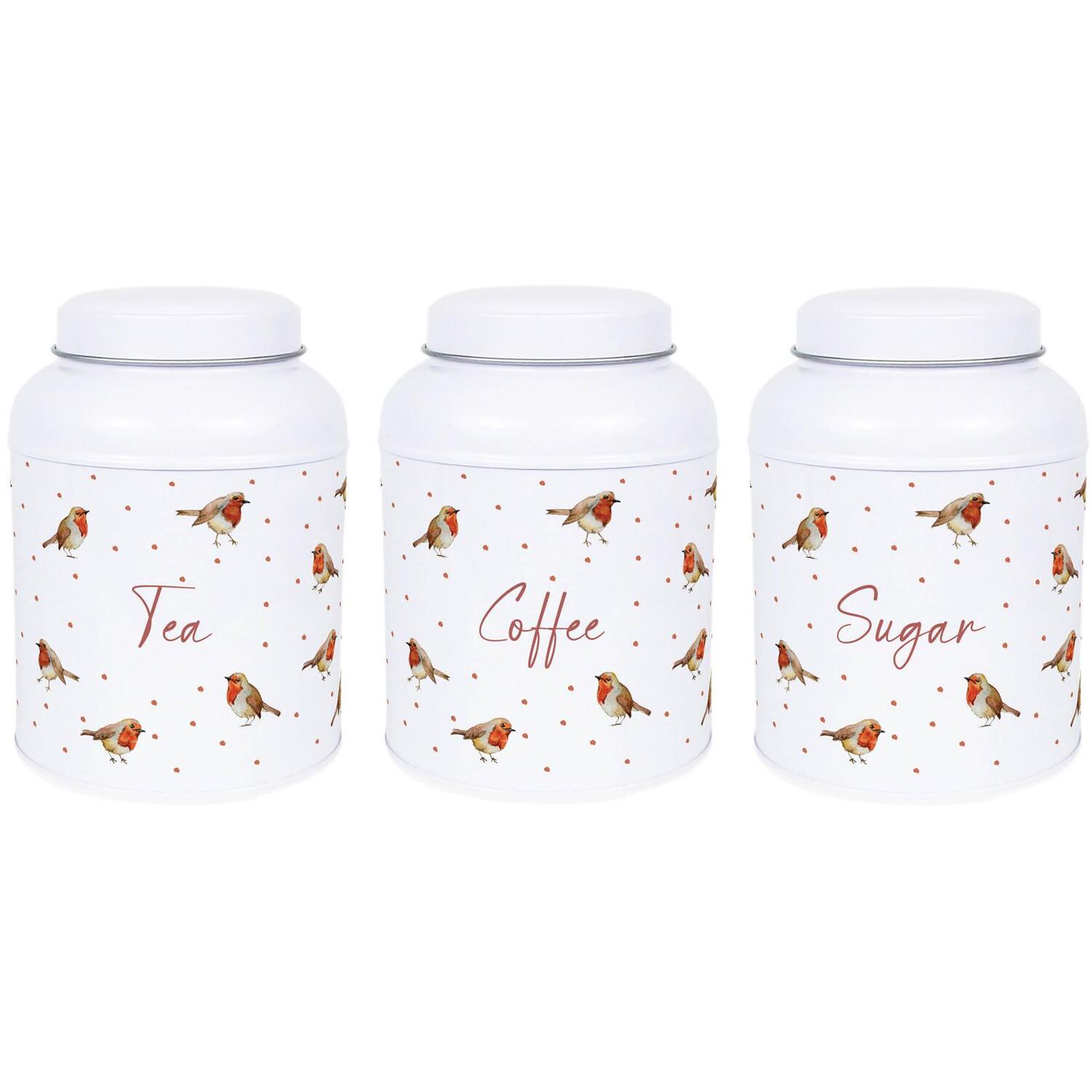 Purely Home English Robins Decaf Canister - Small Dome Lid Kitchen Storage Tin - Tea, Coffee & S