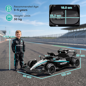 AIYAPLAY Licensed Mercedes-AMG PETRONAS F1 Electric Go Kart for Kids Black