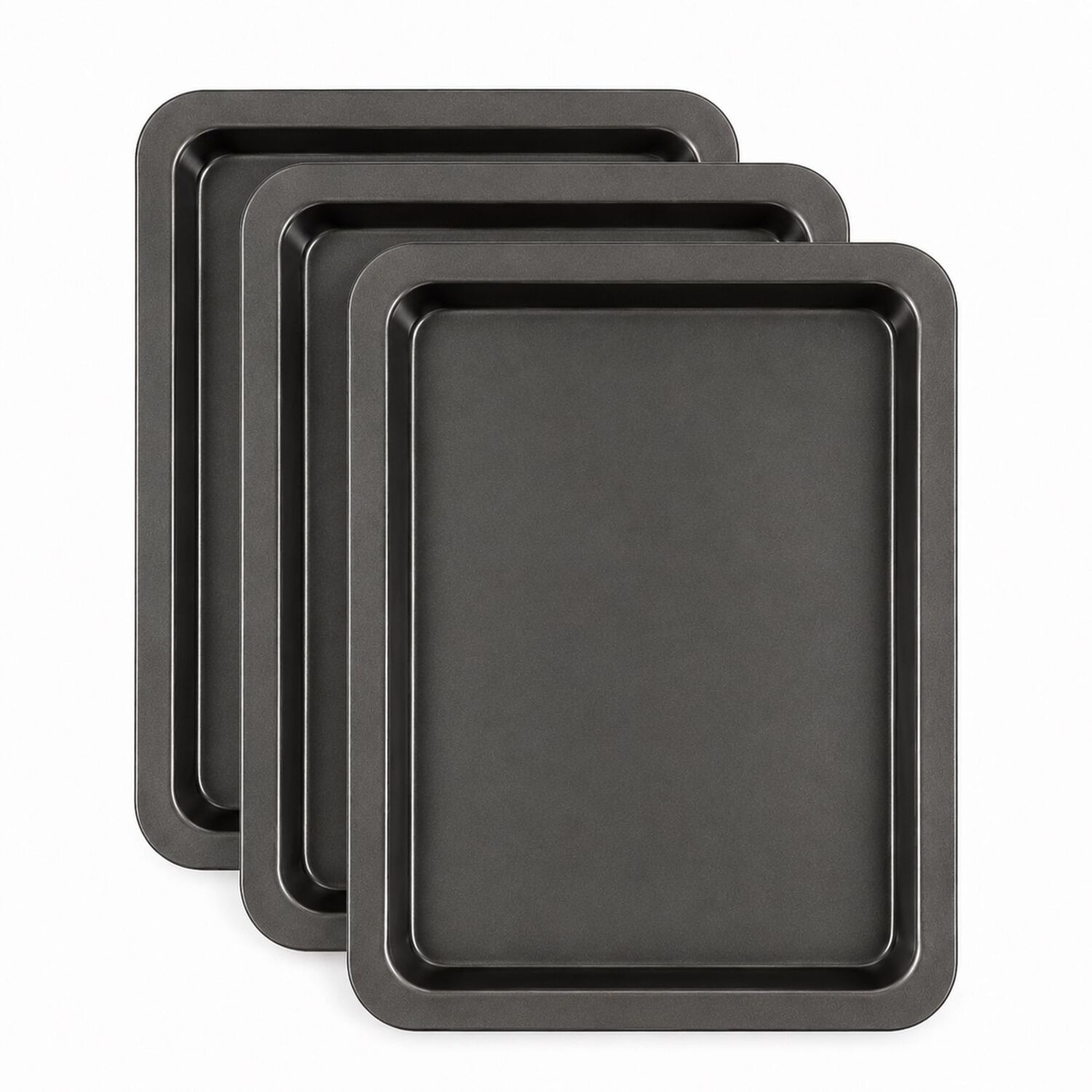3 Non-Stick Baking Tray Bakeware Oven Sheet Roasting Tin Pan 33 x 23 x 1.8cm - Image 2
