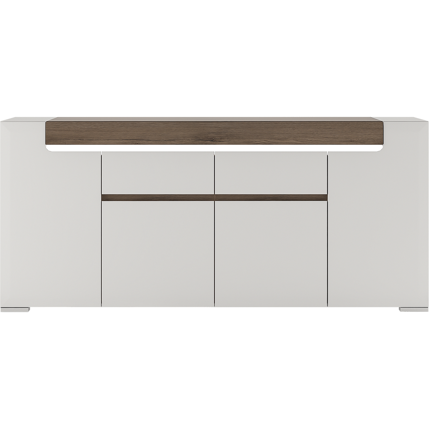Furniture To Go Toronto Wide 4 Door 2 Drawer Sideboard - White and Oak Effect - Plexi Lighting - Image 4