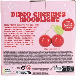 Disco Cherries Mood Light LED USB Powered Lamp, Cute Fruit Night Light with Flashing & Steady...
