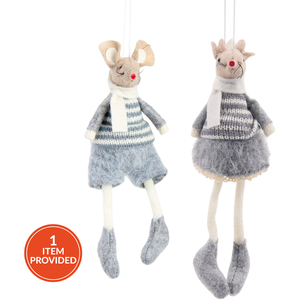 Grey Scandi Mouse Hanging Decoration