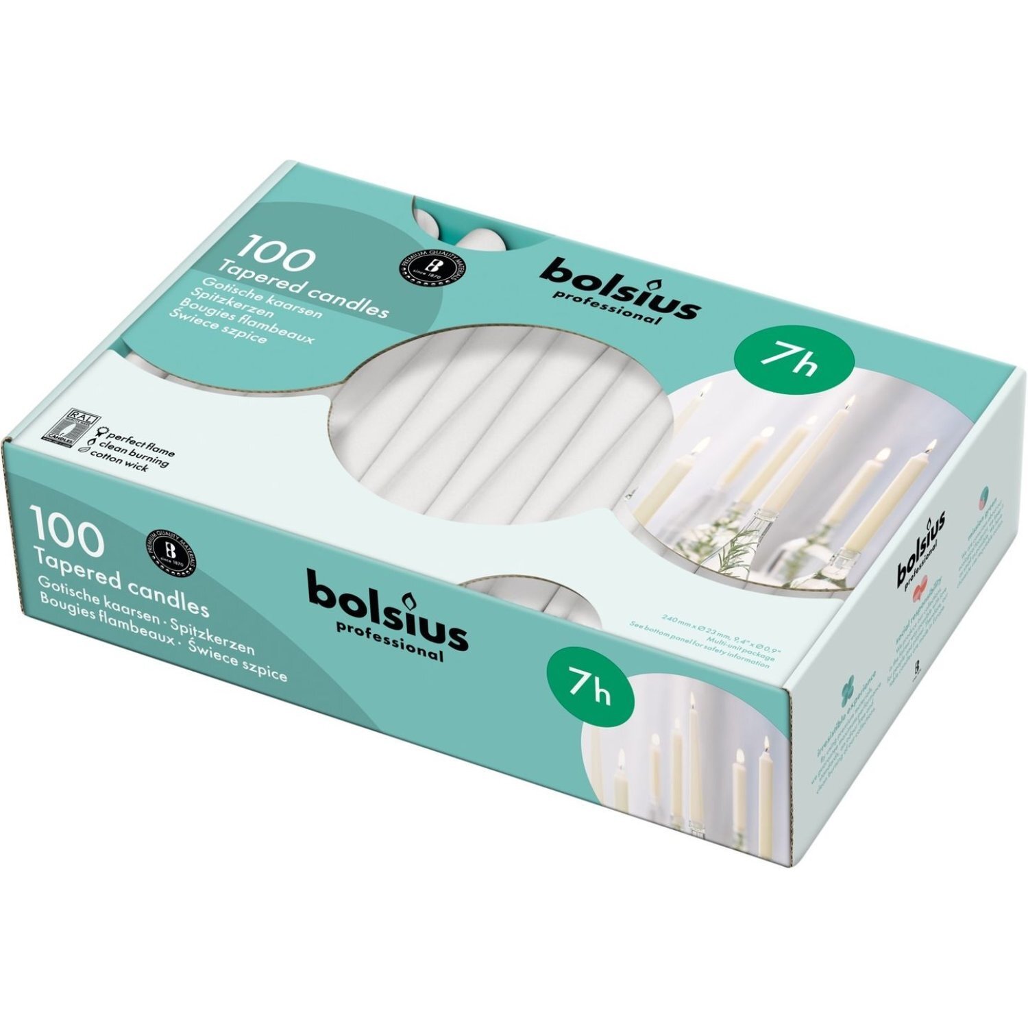 Kdmd 100 Bolsius Professional Tapered Candles - White