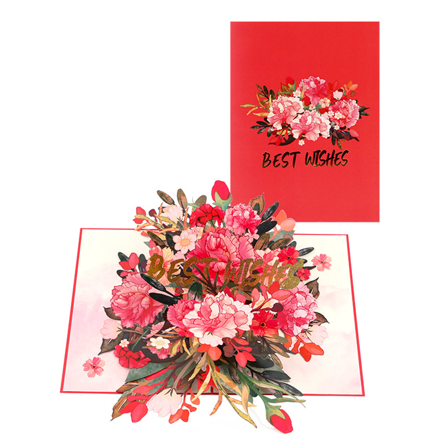Brightfeel Red Carnation Delight 3D Pop Up Greeting Card - White