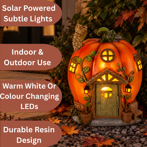 Pumpkin Solar Light Colour Changing Fairy House