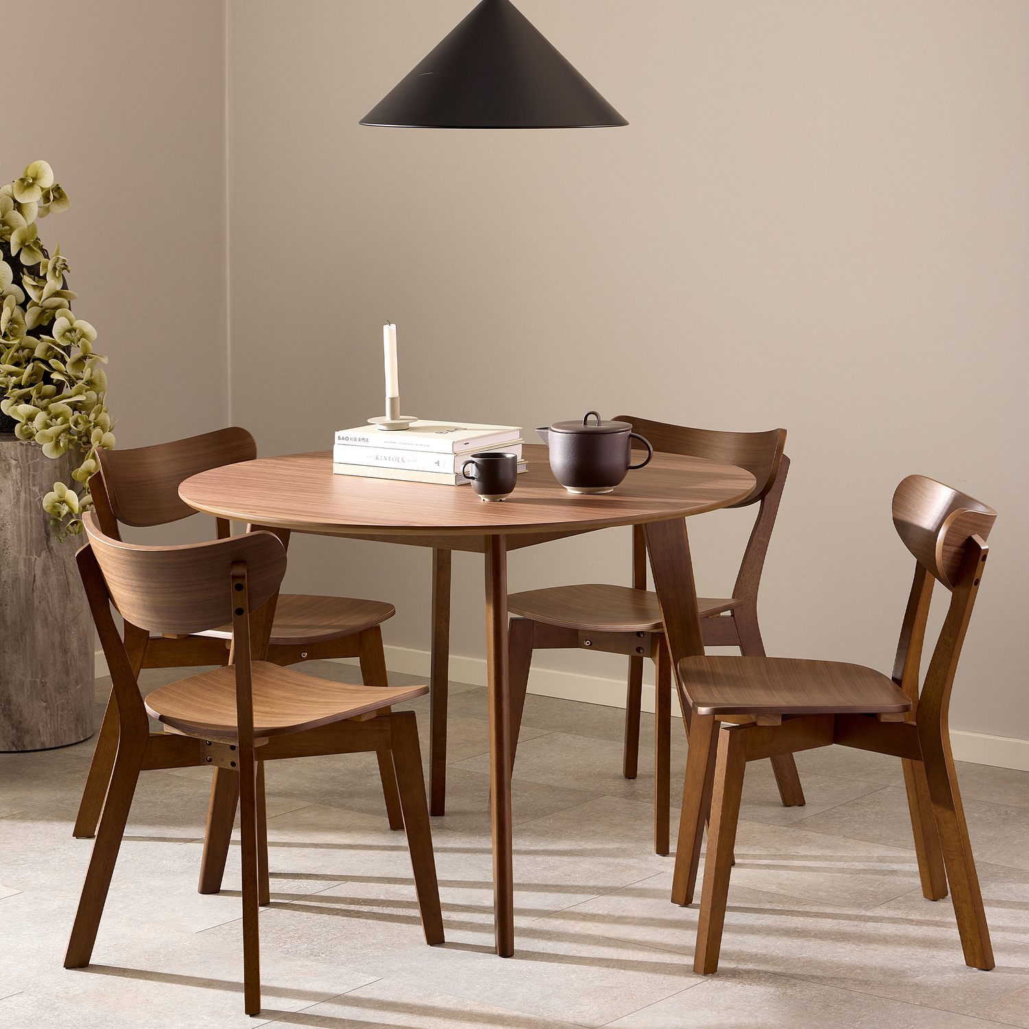Florence - Round Dining Table - 120cm - Walnut - 4 Seater - Image 3