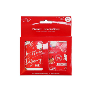 Pack-of-10-Santa-Claus-Christmas-Red-Gift-Tags-&-Sticker-Sheets