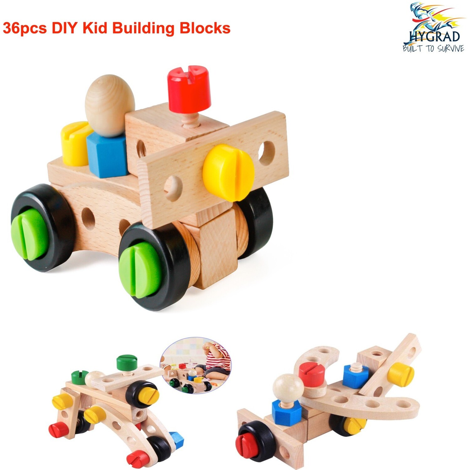 Hygrad Built To Survive 36Pcs Diy Wooden Construction - Brown