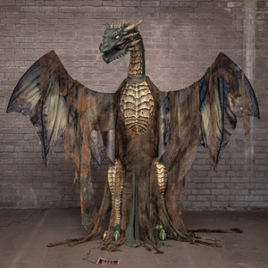 7ft Giant Dark Forest Dragon Halloween Animatronic Decoration with LED Eyes