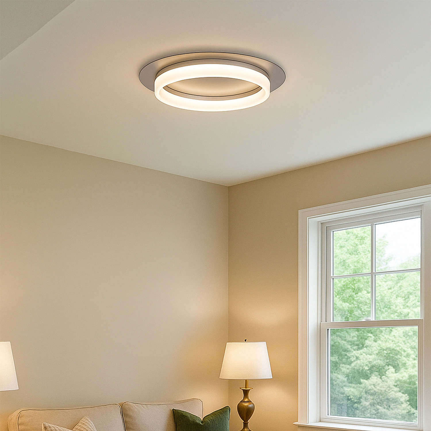 Lighting Collection Silver Led Ceiling Flush - Metallic Silver