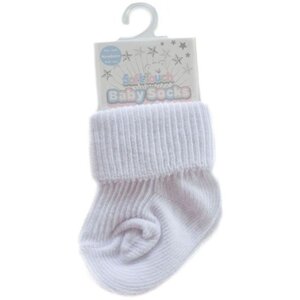 Soft Touch Plain White Turnover Socks Newborn