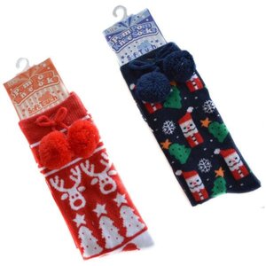Soft Touch Childrens Knee - Pom - pom Christmas Socks 18 Month - 6 Years