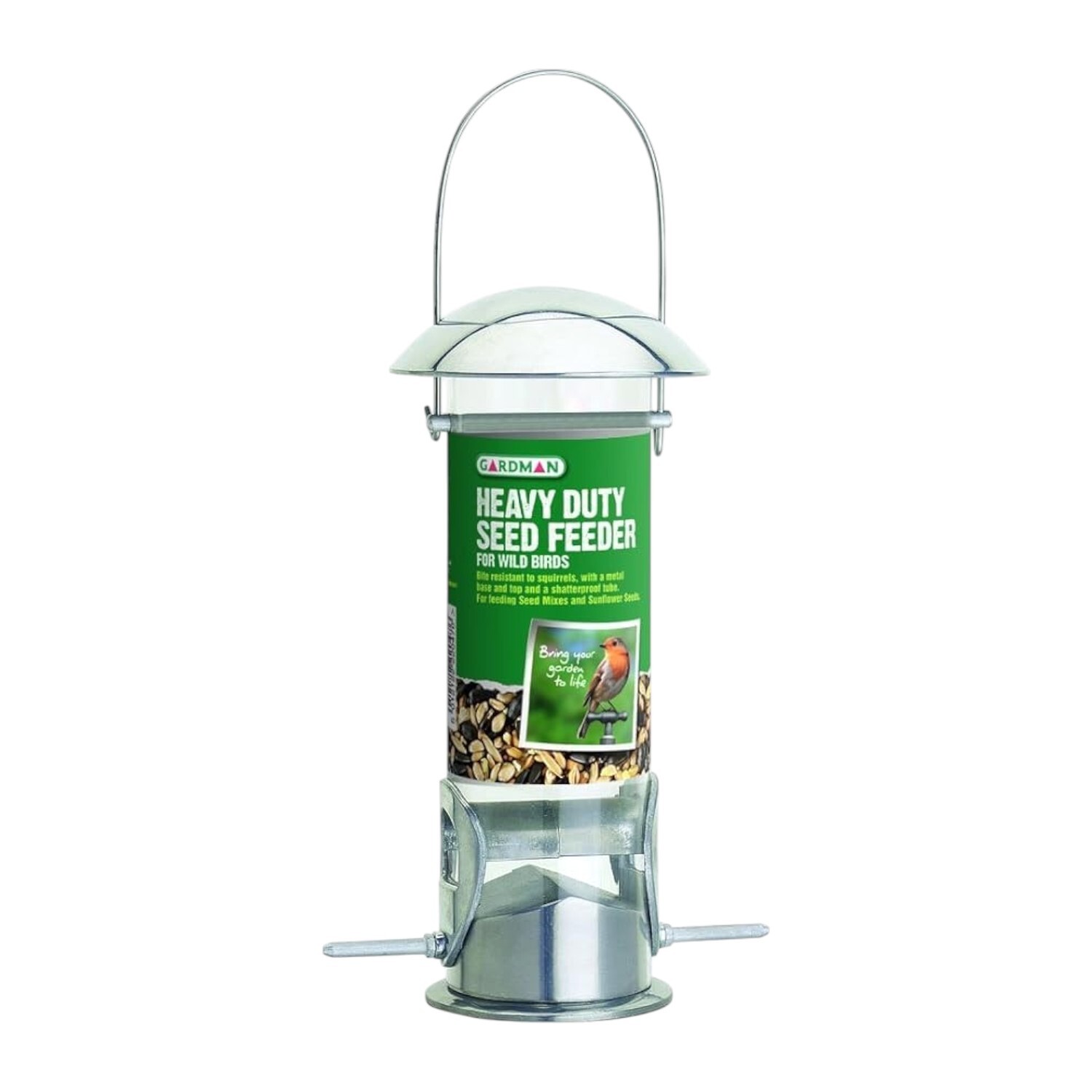 B&Q -  Gardman Wild Bird Heavy Duty Aluminium Seed Feeder Garden Bird Feeder Peanut Sunflower Seed Dispenser - Image 2