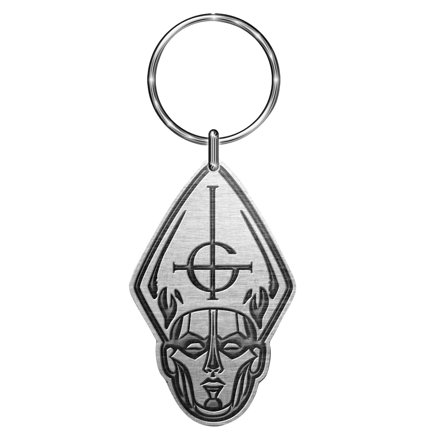 Ghost Papa Head Die Cast Keyring - Silver