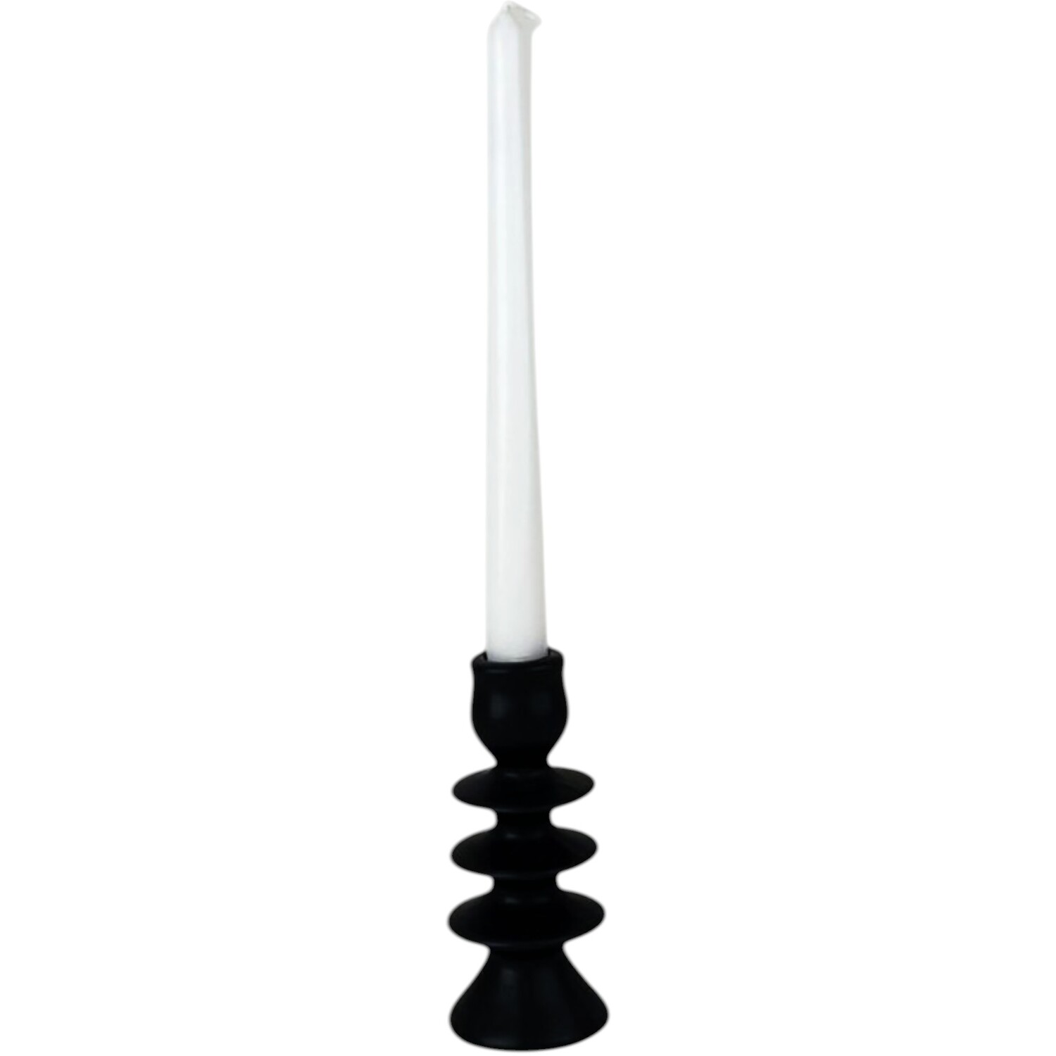 Four Candle Medium Black Ceramic Candle Holder - Black