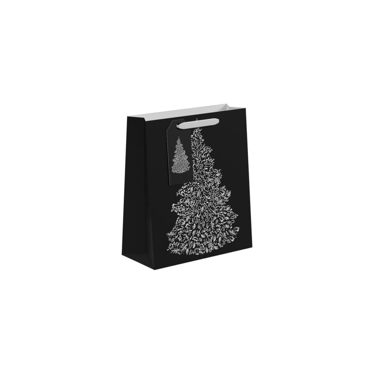 Kdmd Black & White Christmas Tree Gift Bag Medium 6 Pack - Black