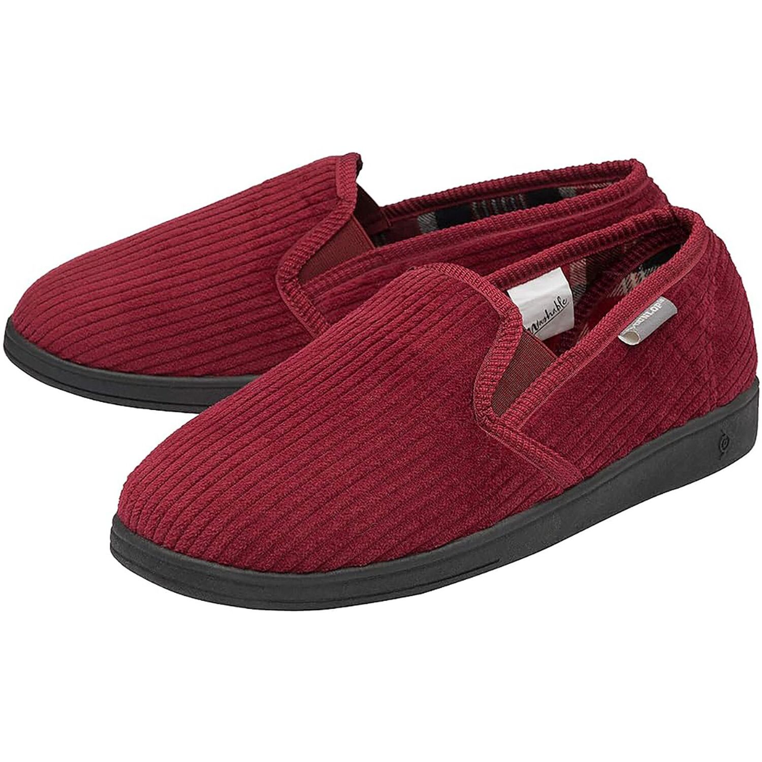 Dunlop Mens Tartan Lined Slippers With Memory Foam
