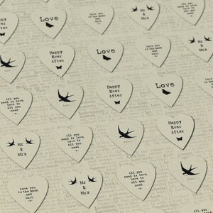Wedding Hearts Sticker Sheet Cream and Black