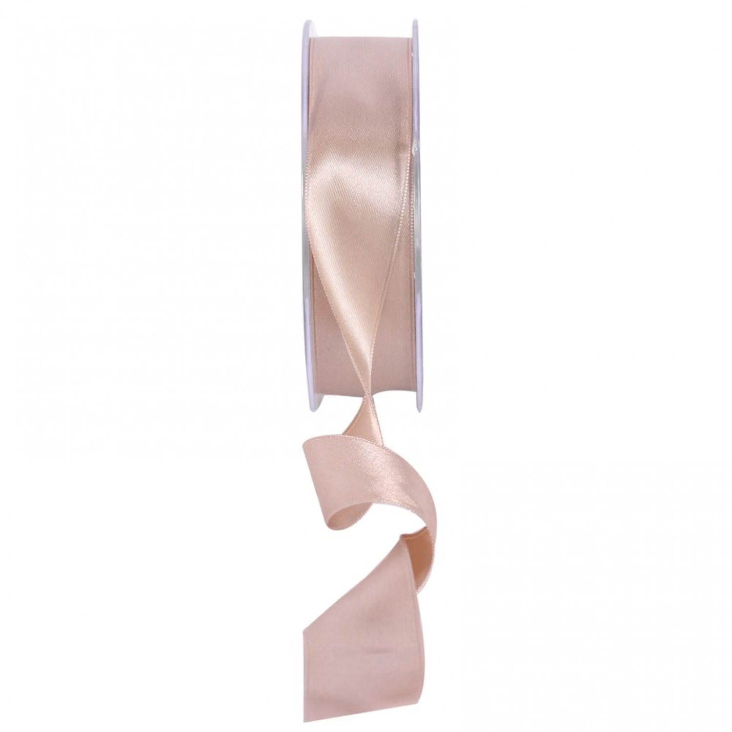  - Beige Satin Ribbon 25mm 2 PackBaby Pink - Image 3