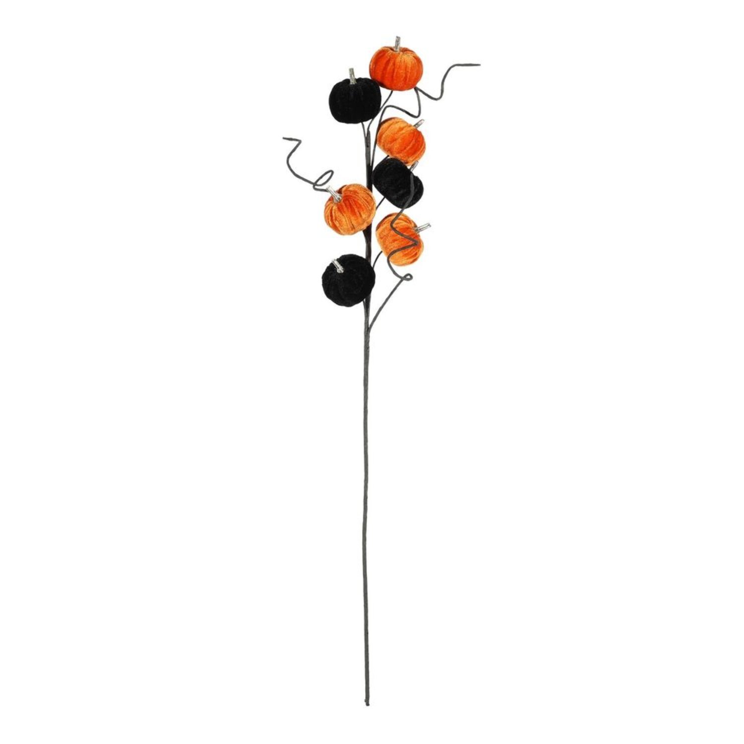  - Black & Orange Velvet Pumpkin Pick 70Cm 2 PackMulticolour - Image 3