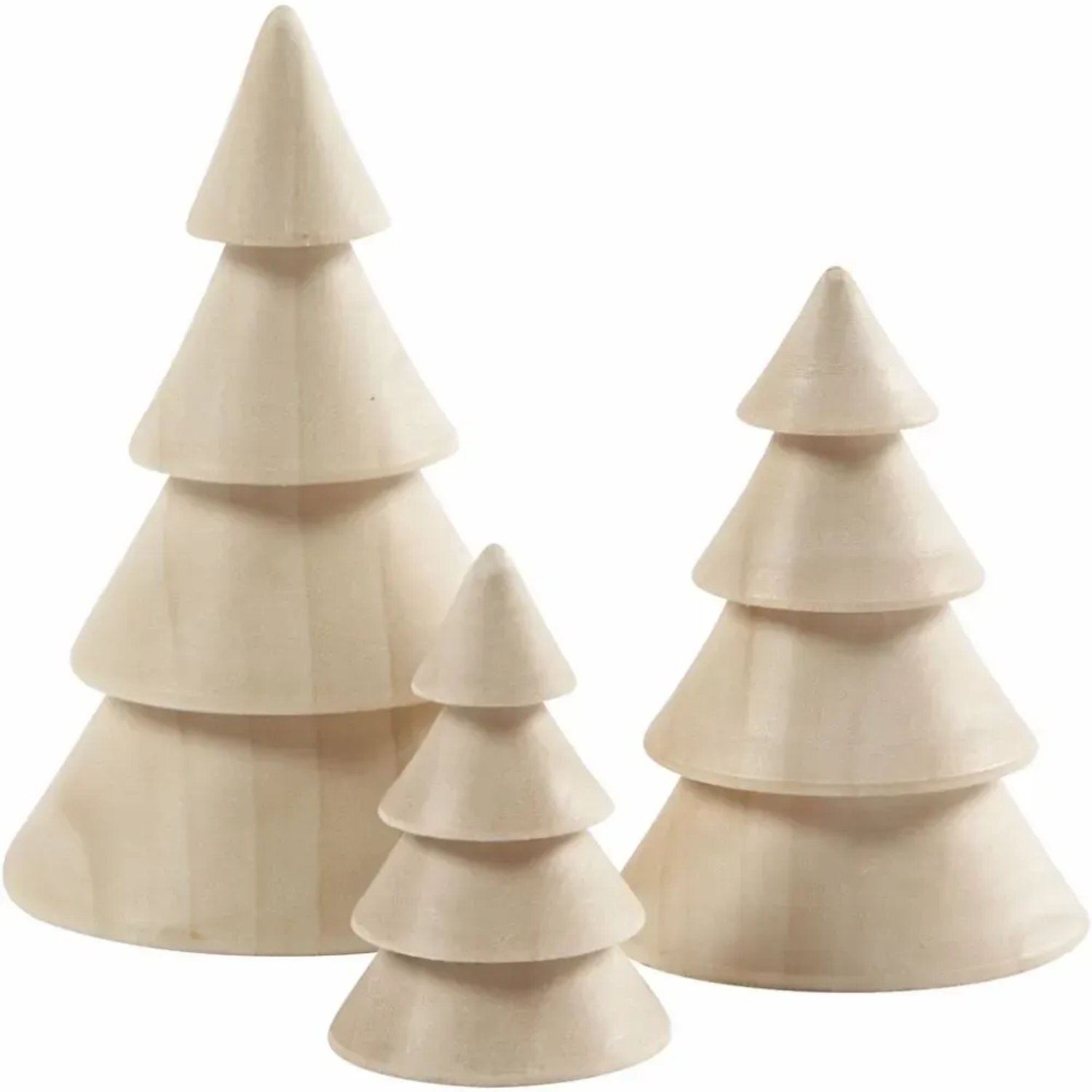 Kdmd Wooden Christmas Trees Set Of 3 - Cream