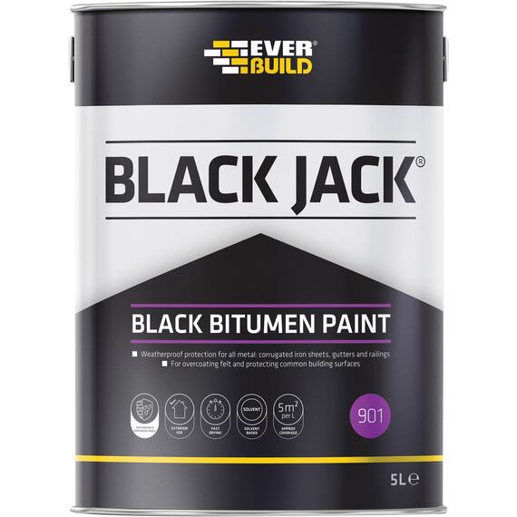 Everbuild 901 Black Bitumen Paint 5L