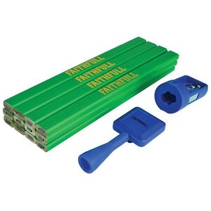 Faithfull Carpenters Pencil Kit Green / Hard (pack 12)