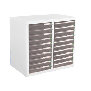 20 Slim Drawer Filing Cabinet with Clear Drawers - White