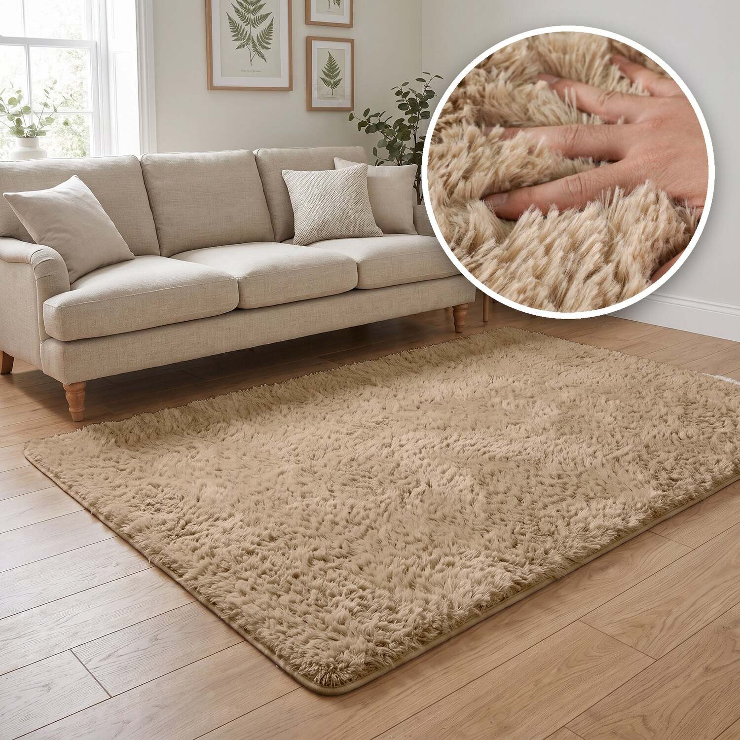 The Rugs Lush Shaggy Beige Rug - Beige / 50Cm / 80Cm / 0.1Kg
