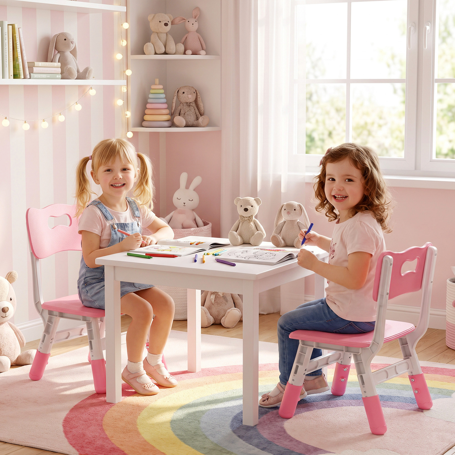 Aiyaplay Pink Kids Desk Chair Height Adjustable Lightweight - Image 2