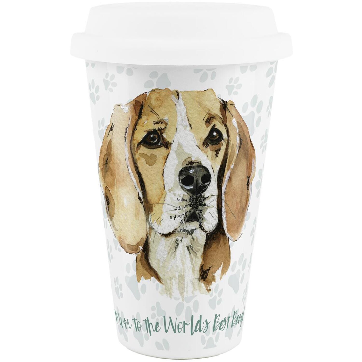 Purely Home Mum To The World's Best Beagle Ceramic Travel Mug - White