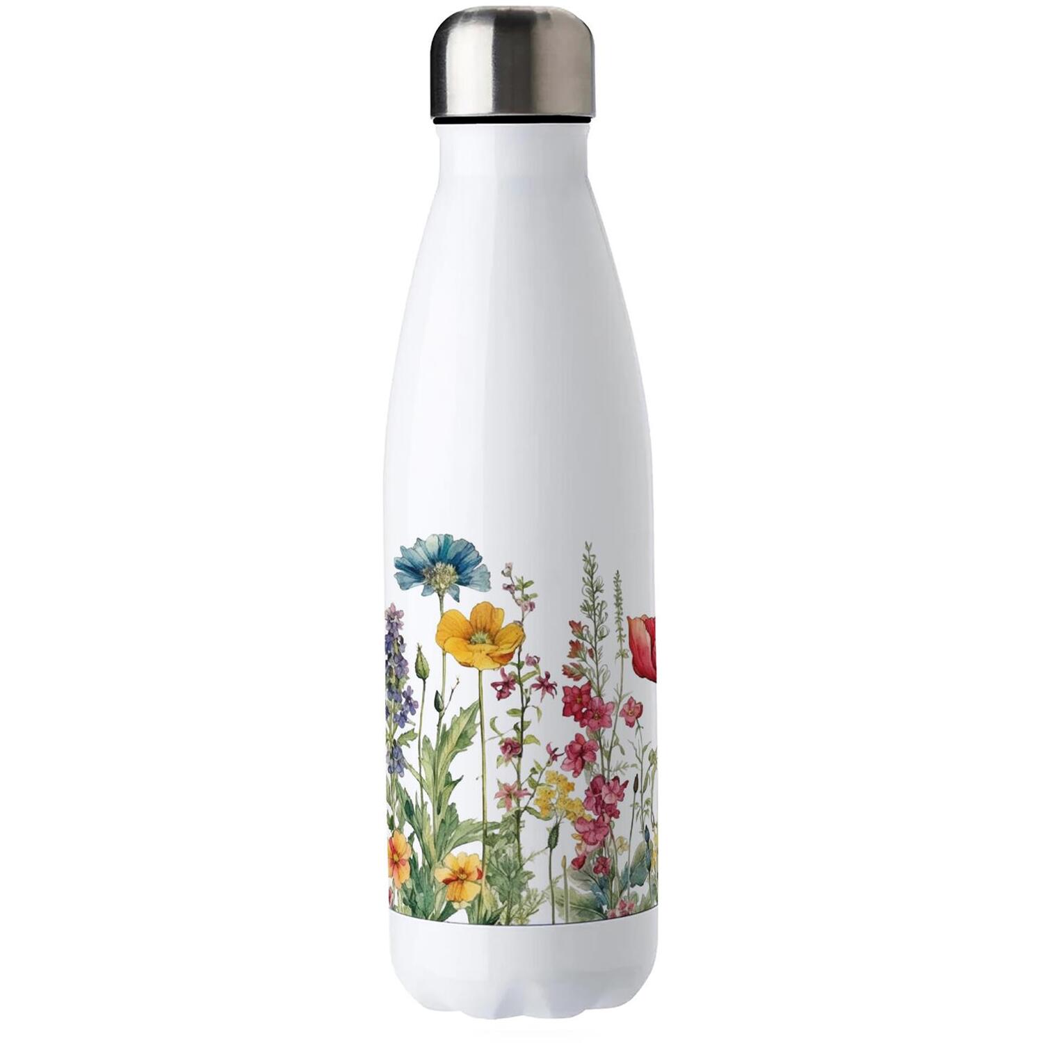 Purely Home Wildflower Meadow Stainless Steel Water Bottle - Colourful Flowers Double Walled 500ml Metal Hot/Cold Drinks Bottle Outdoor Gifts - Image 3