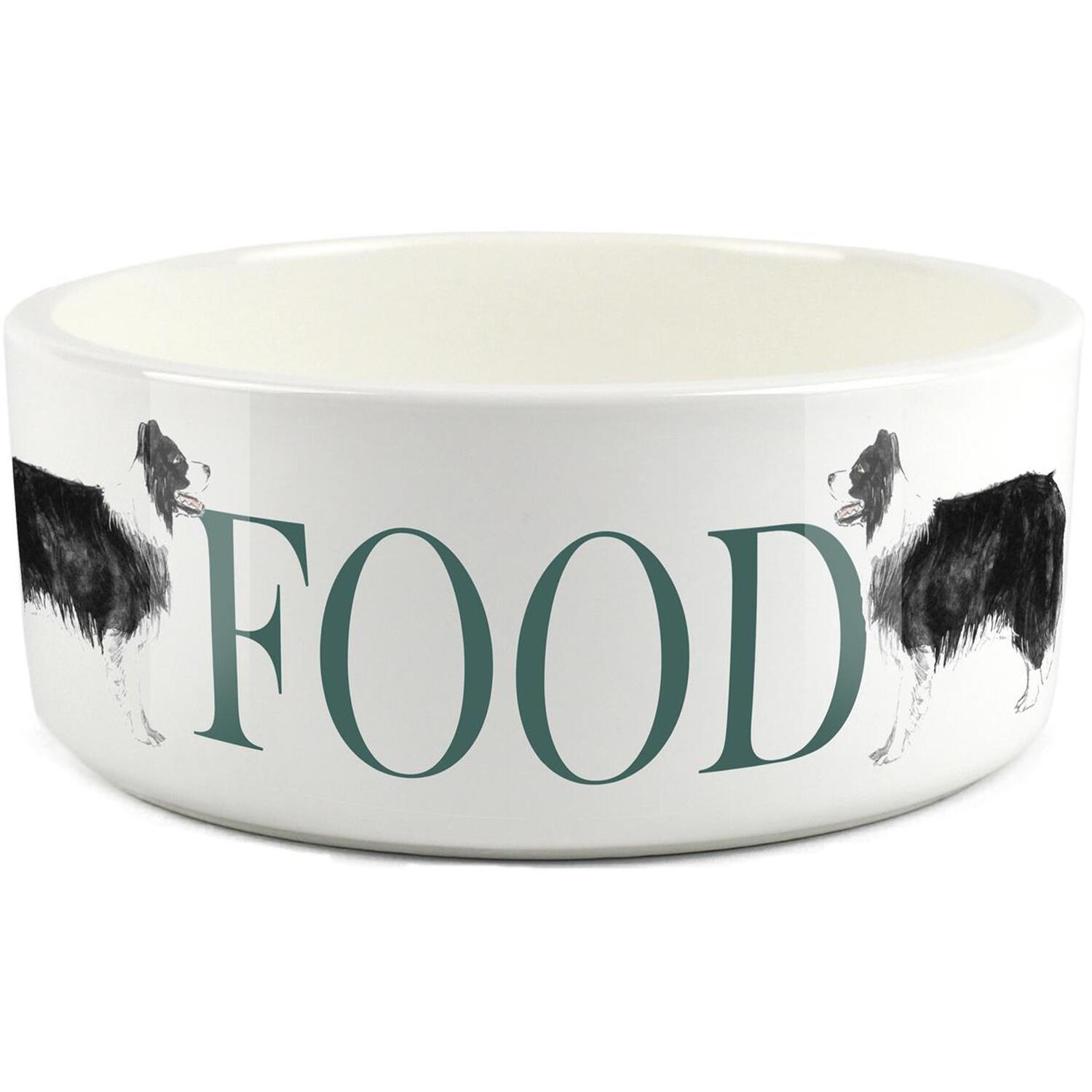 Purely Home Large Ceramic Pet Food Bowl - Border Collie