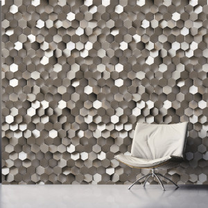 Hexagon 3D Grey Digital Mural Wallpaper