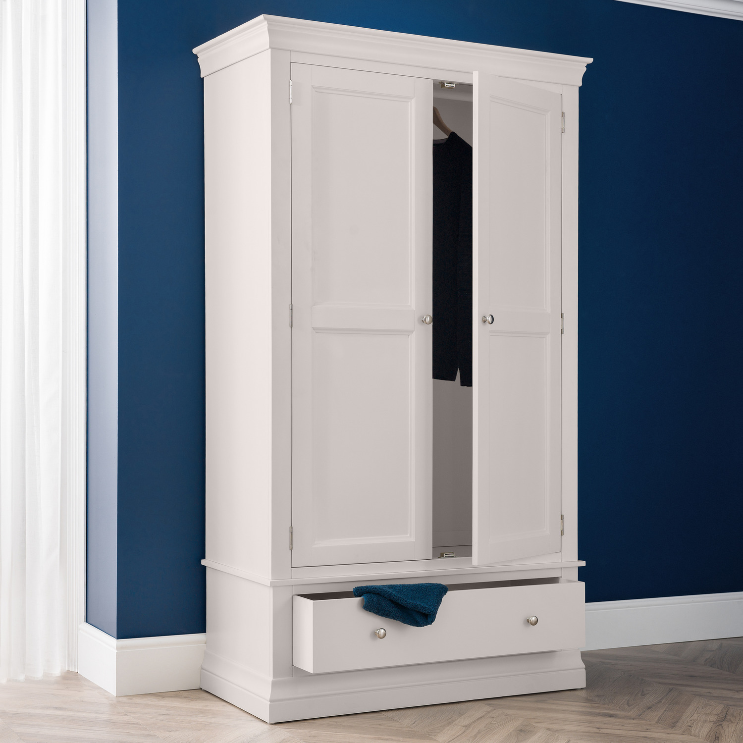 Clermont 2 Door 1 Drawer Wardrobe - Light Grey - Light Grey
