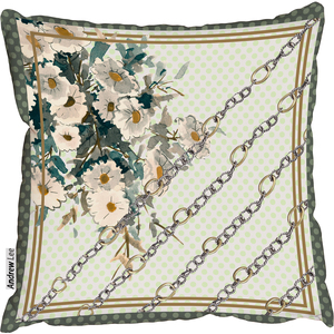 Scarf and chain Flowers pattern Cushion