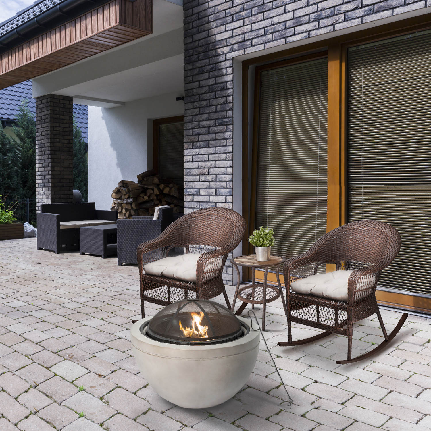 Image of Teamson Home Outdoor Wood Burning Fire&hellip;