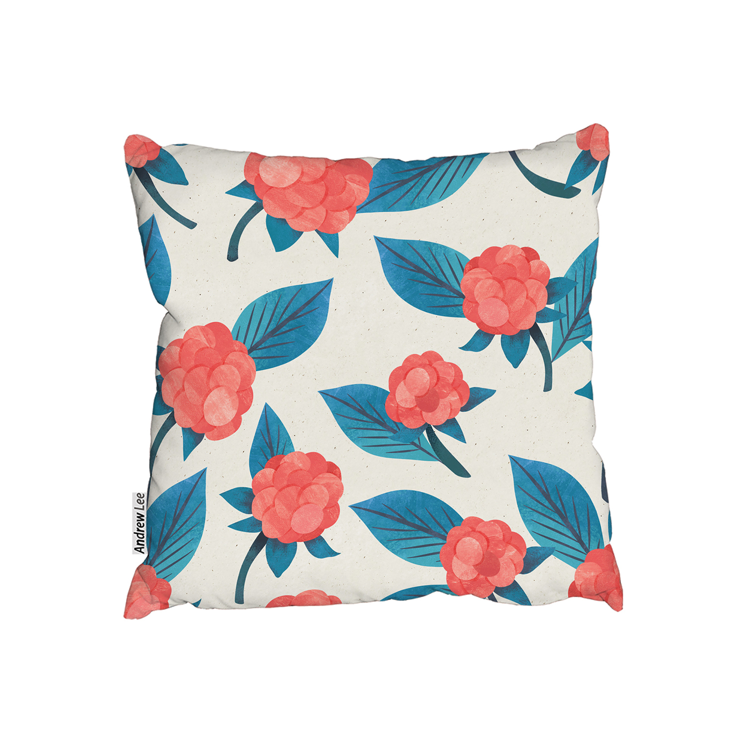 Watercolour Floral Pattern Cushion - Blue / 60cm