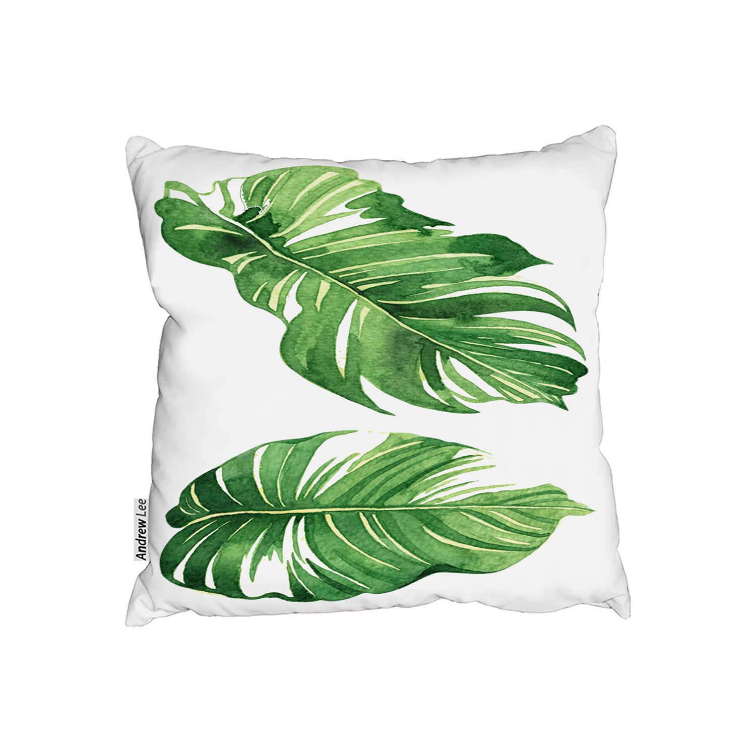 Twin Botanical Leaves Cushion - Green / 60cm