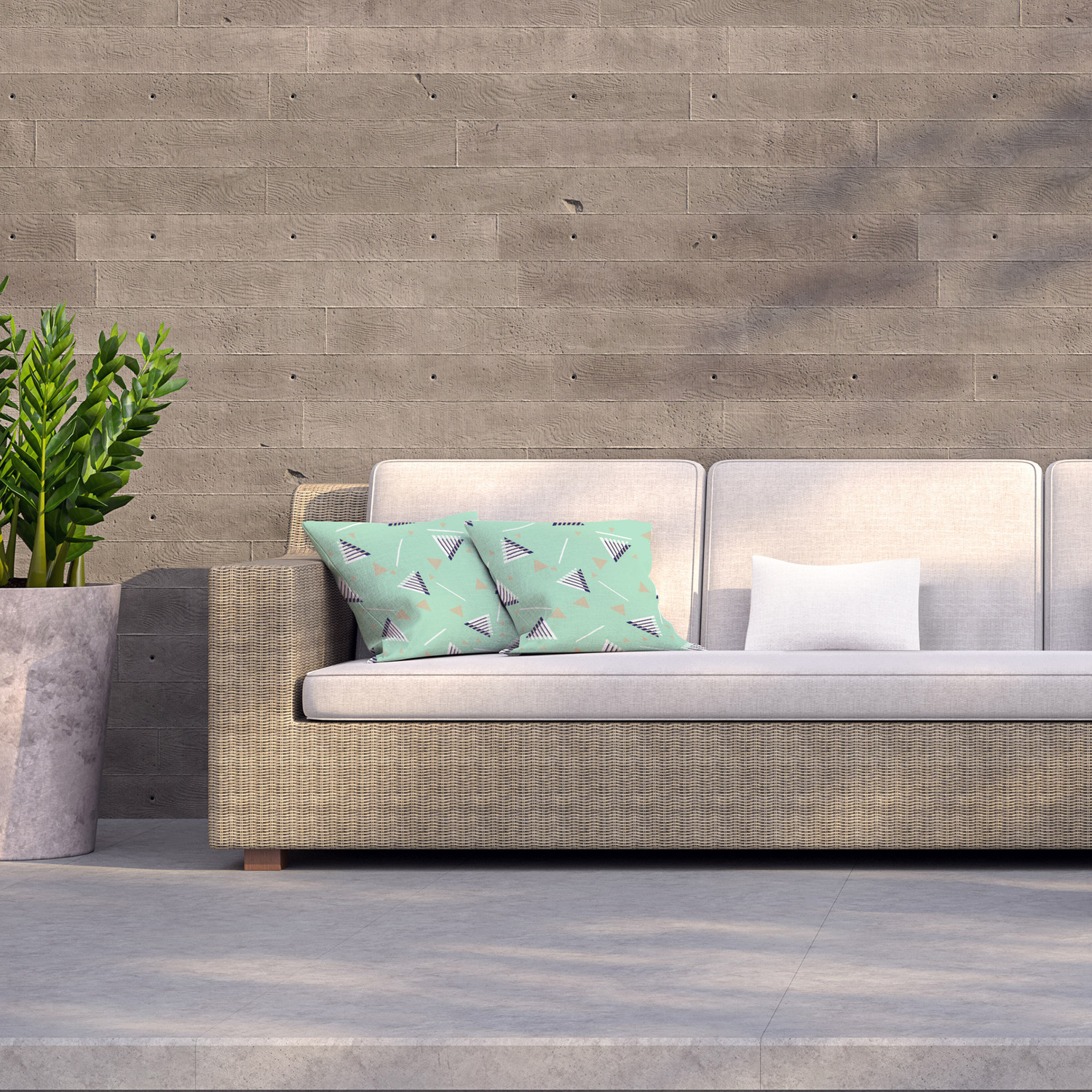 Geometric Triangle Stripes Outdoor Cushion - Green / 60cm