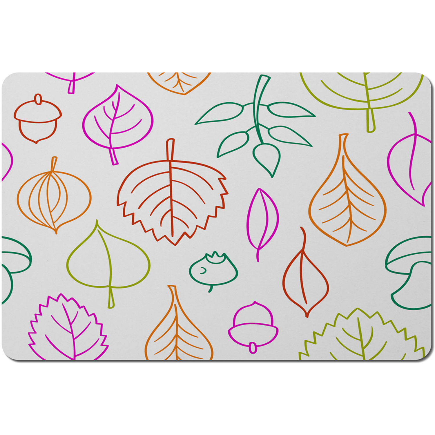 Multi Colour Leaves Illustration Placemat - Pink