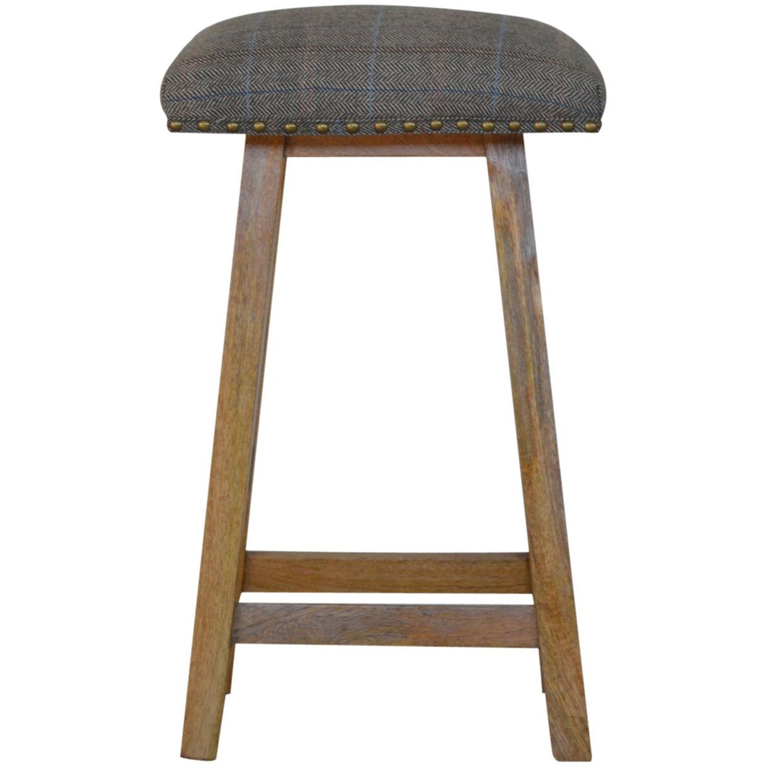 KDMK - Multi Tweed Bar Stool - Mango Wood thumbnail