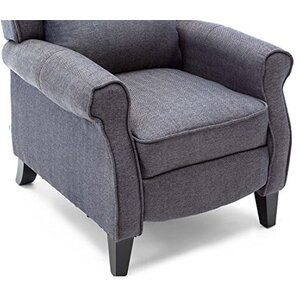 Herringbone Blue Eaton Wing Back Fireside Check Fabric Recliner Armchair shot 2417013