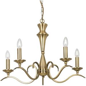 Kora 5 Light Multi Arm Ceiling Pendant Candle Antique Brass, E14