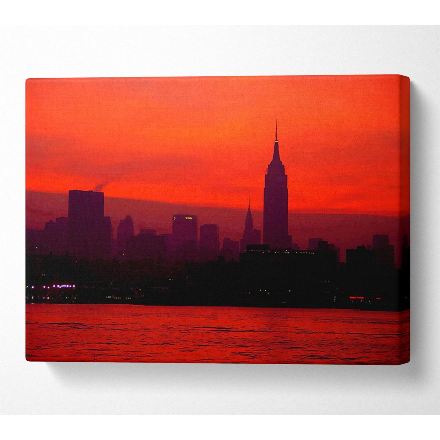 Wallart-Direct - Empire State Red City Canvas Print Wall Art - Yellow / 101.6cm thumbnail