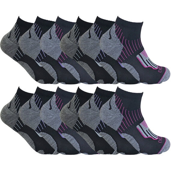 12 Pair Black Low Cut Cycling Socks Ideal for Running, Gym  Sport