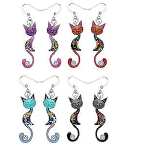 Colourful Cat Dangle Earrings