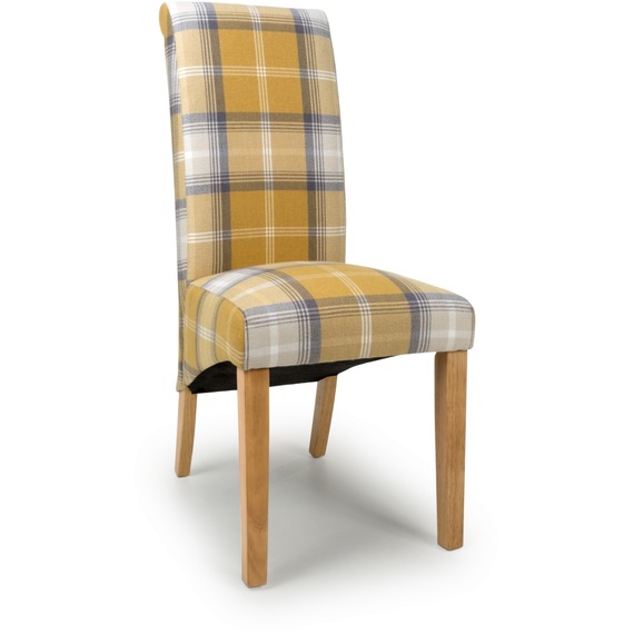 Karta Scroll Back Check Yellow Dining Chair