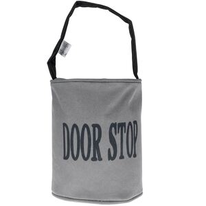 Grey and Black Filled Fabric Door Stop with Handle